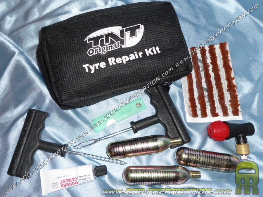 Kit de réparation TNT mèches + gaz pour moto, cyclo... TUBELESS