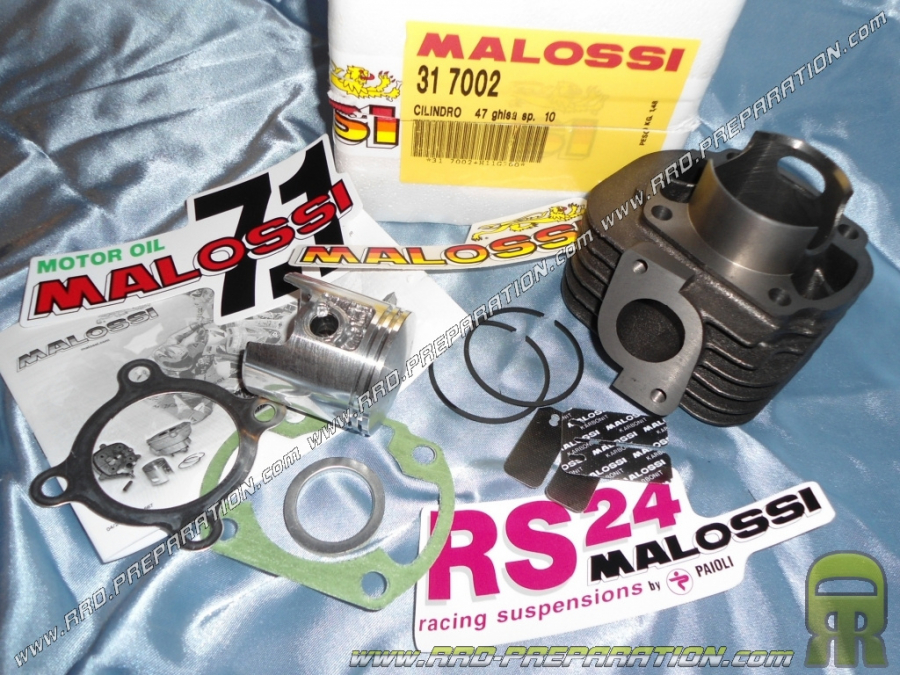 Kit without cylinder head 50cc Ø40mm MALOSSI cast iron (axis of 10mm) minarelli horizontal air (ovetto, neos, ...)