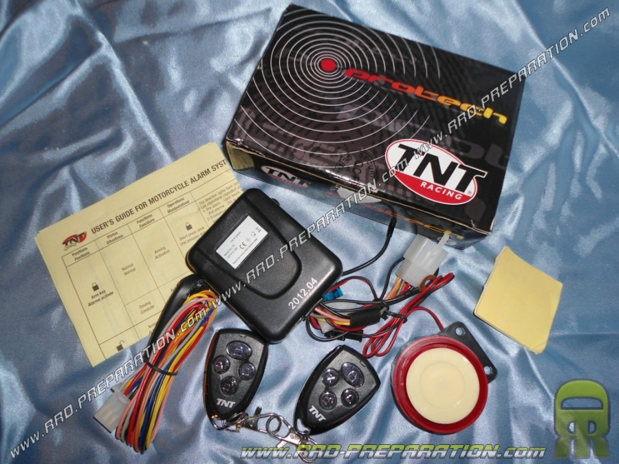 Alarme TNT complète universelle avec 2 télécommandes (scooter, mécaboite,  moto, mob)