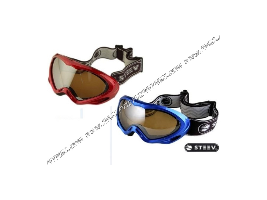 Lunettes moto-cross STEEV écran fumé, noir, bleu ou rouge aux choix