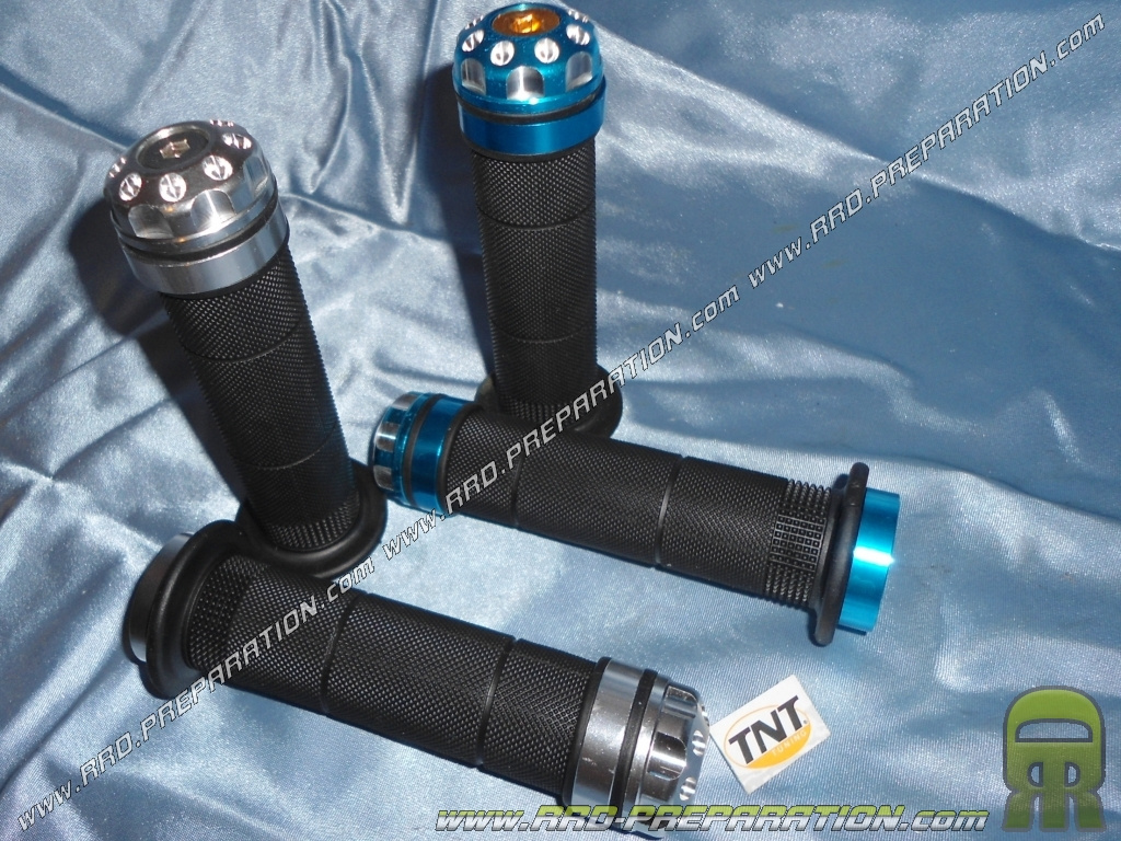 blue handlebar grips