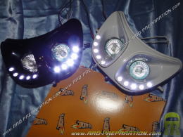 Double optics with <span translate="no">TUN'R</span> white led daytime running lights for 50cc motorcycle DERBI SENDA Black, chr