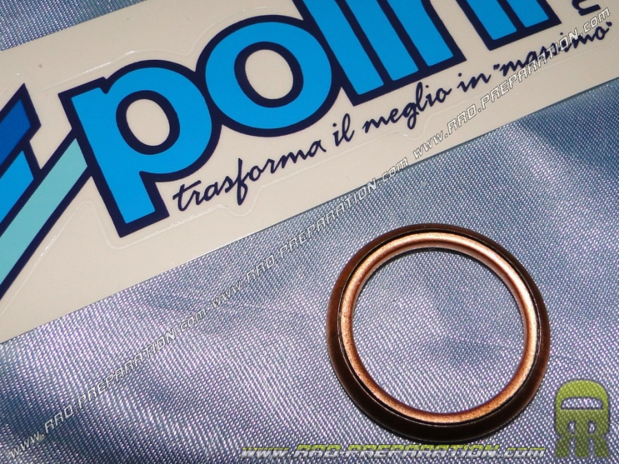 Round exhaust gasket POLINI copper Ø30mm (to be screwed) for MBK 51, Peugeot 103, fox & wallaroo