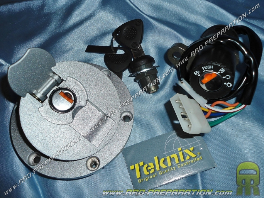 Interruptor / cerradura de maletero / tapón de depósito con 2 llaves TEKNIX para mécaboite DERBI GPR antes de 2004