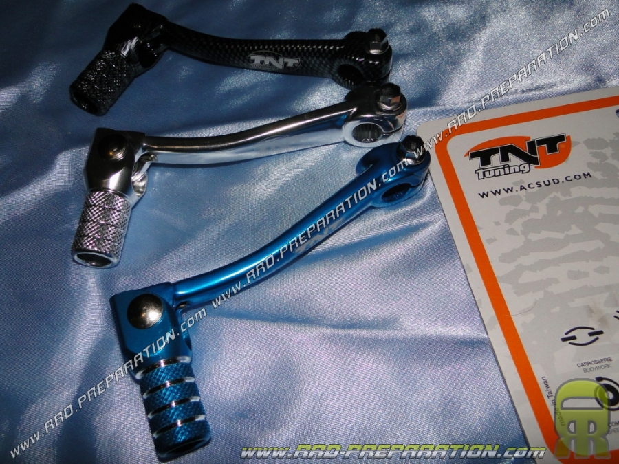 Sélecteur de vitesse TNT TUNING pour minarelli am6 bleu, carbone ou chrome