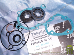 Set of 2 reinforced bearings original size + crankshaft oil seals + PEUGEOT 50cc liquid scooter engine seal