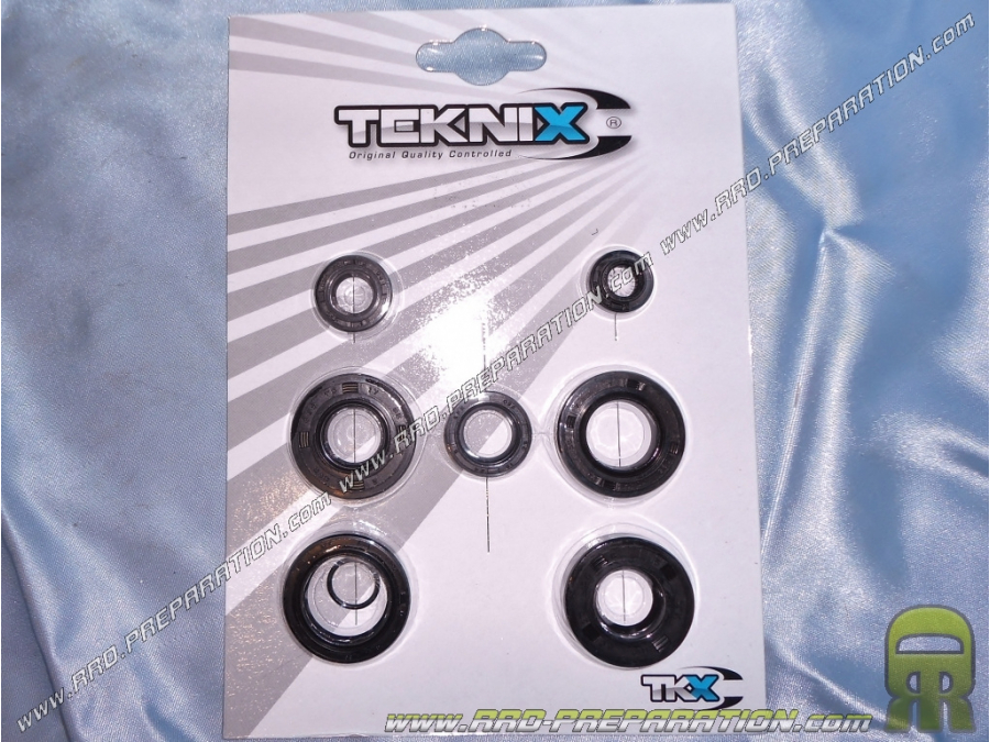 Pack de 7 retenes de aceite (spi seal) completos + junta tórica TEKNIX para motor mécaboite minarelli am6