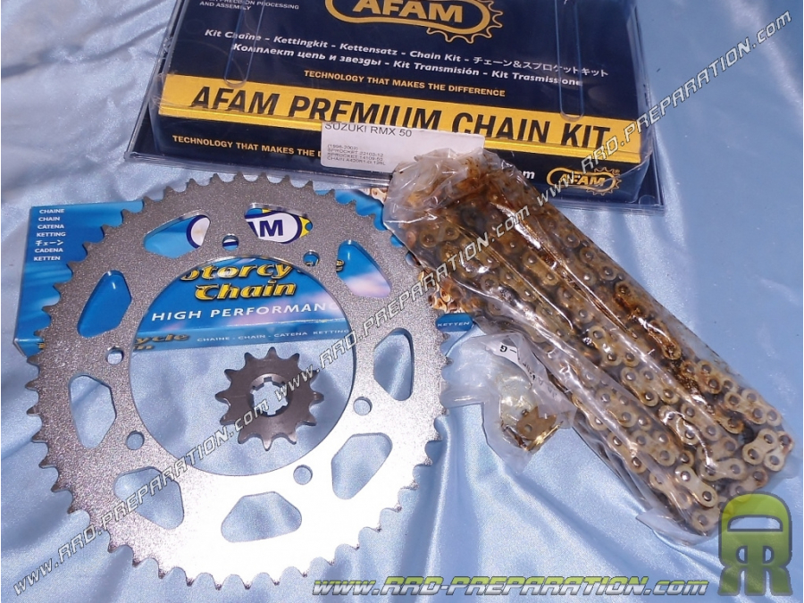 AFAM chain kit for SUZUKI SMX from 2001 to 2003 and RMX from 1996 to 2003 with pinion 12 and crown 50
