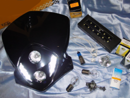 front lights, head of fork, optics of headlight, bulbs, ... for mécaboite 50cc