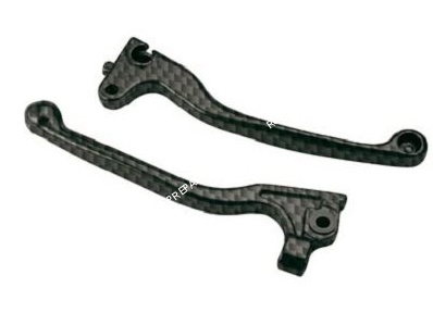 Photo des leviers de frein couleur carbone pour scooter peugeot