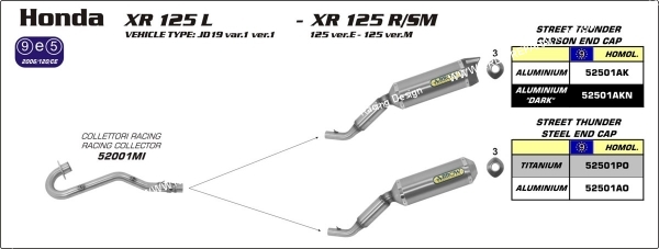 références pot arriw street thunder honda xt 125