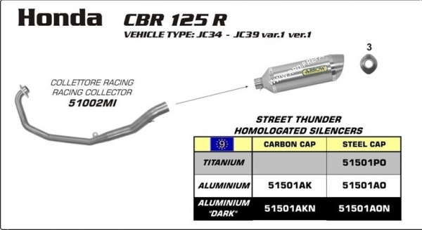 ligne arrow honda cbr 125cc 4T avant 2011