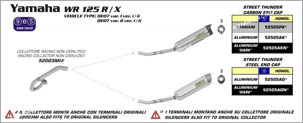 ligne wr 125cc arrow références 4T