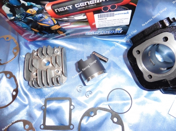 Photo du kit parmakit 70cc pour scooter mainarelli vertical avec son piston, sa culasse et son cylindre