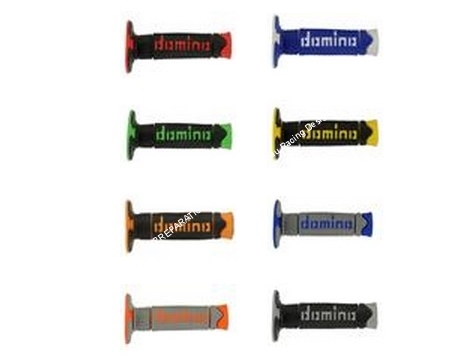 Couleurs poignées de guidon, revêtement côtés fermés, gros anneau bi-colore DOMINO CROSS  ENDURO