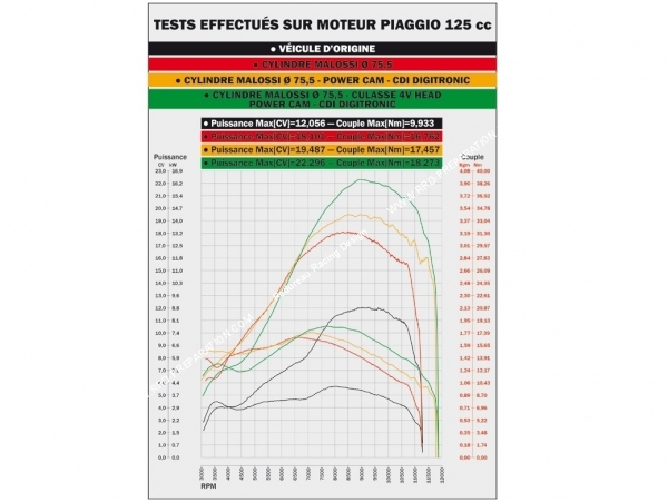 courbe 1 Kit 218cc MALOSSI Ø75,5mm, cylindre  piston pour APRILIA SR Max, PIAGGIO BEVERLY,