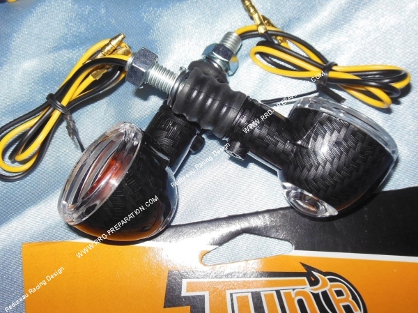 Clignotants TUN'R OVAL MICRO carbone brillant fixation courte homologué universel