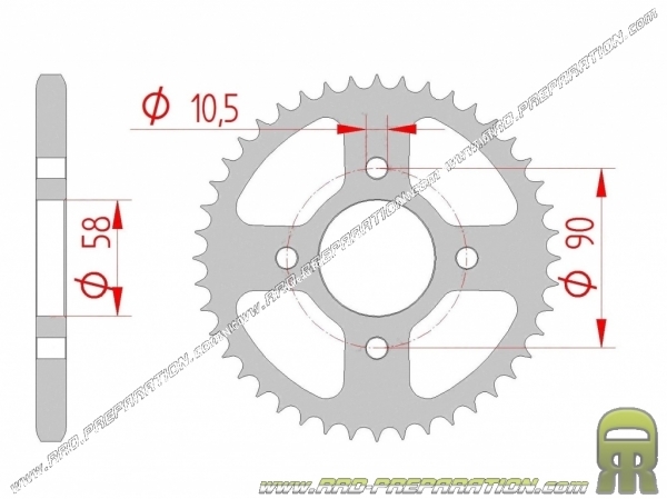 Photo de la couronne France Equipement 44 dents en 428 pour HONDA CBR R 125 à partir de 2011