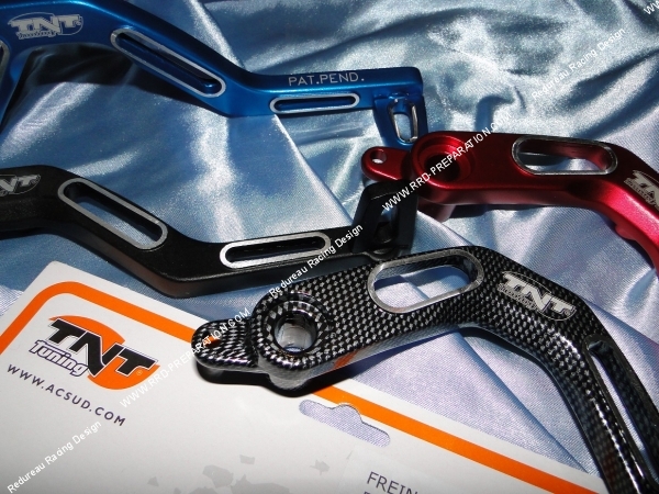 pedale frein tnt tuning bleu rouge carbone noir derbi senda drd x-trem x-race
