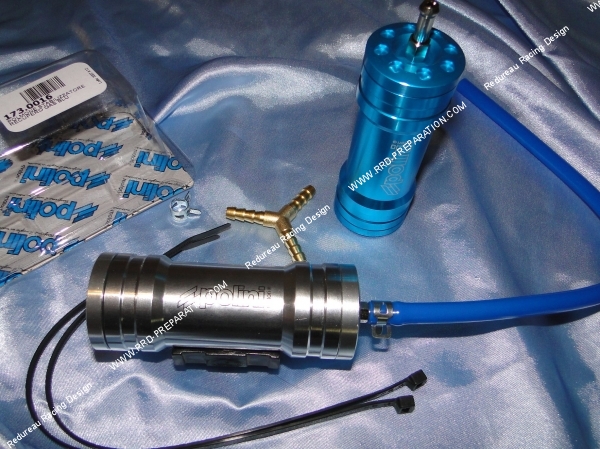 poumon de reprise POLINI aluminium chromé bleu anodisé tuning scooter puissance moteur moto 50cc mobylette