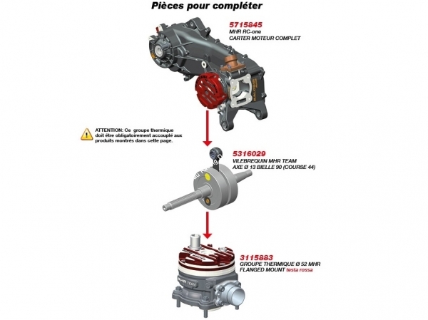 Photo de la vue éclaté du carter moteur malossi pour moteur 94cc rc one