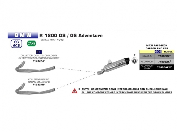 Photo de la ligne d'échappement complète ARROW pour moto BMW R 1200 GS