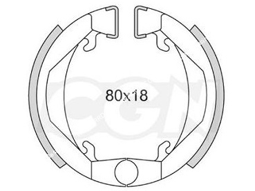 Mâchoires de freins avant ou arrière Ø80mm par épaisseur 18mm TEKNIX pour PEUGEOT 103  MBK 51  MOTOBECANE AV10  AV7
