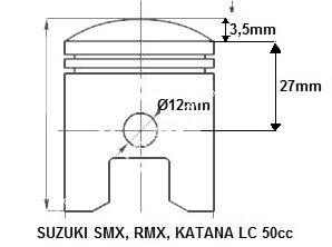 piston suzuki rmx smx katana lc 50cc