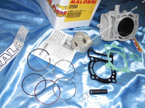 Photo des segments, du piston et du cylindre du kit malossi 182.5cc 4 temps pour les maxi scooter yamaha mbk benelli et italjet
