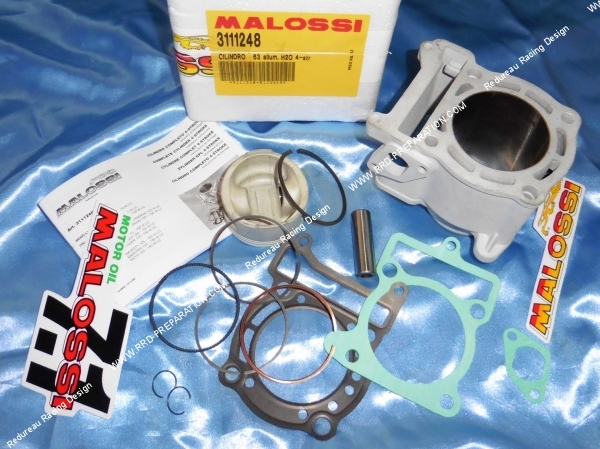 Photo des segments, du piston et du cylindre du kit malossi 182.5cc 4 temps pour les maxi scooter yamaha mbk benelli et italjet