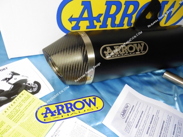 PHOTO DU SILENCIEUX ARROW POUR SCOOTER MAXI SCOOTER BMW C650 SPORT AVEC EMBOUT EN CABONE