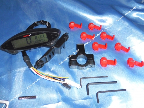 Photo du compteur koso  DB EX-02 universel avec outils, aimants, support