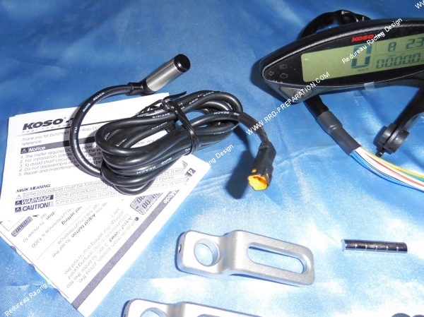 Photo de l'aimant et du capteur de vitesse du compteur koso  DB EX-02 universel avec outils, aimants, support