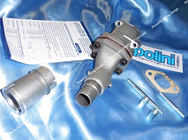 Phot de la pipe d'admission POLINI complète (pipe + clapets) 16 pour origine ou CP 17,5 sur VESPA 50 PK et XL