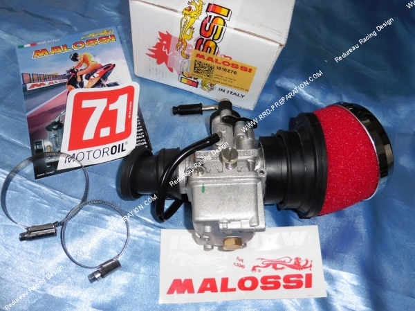 Photo du kit carburateur MALOSSI MHR VHST Ø28mm BS avec filtre a air, colliers pour carter MALOSSI CRC-ONE et moteur PIAGGIO
