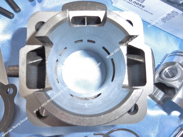 Photo du cylindre du kit POLINI fonte 90cc SPORT fonte 6 transferts pour scooter VESPA 50cc 2T PK, HP, XL, SPECIAL, PIAGGIO APE