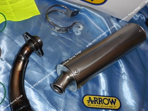 Photo de l'échappement ARROW Racing passage sous selle pour DERBI GPR, APRILIA RS 50cc de 2004 a 2010