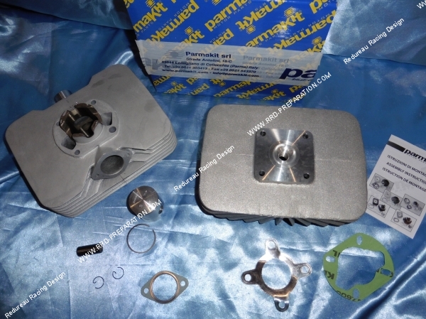 Photo du cylindre et de la culasse PARMAKIT aluminium axe de 14mm pour SACHS RS 503 504 course courte