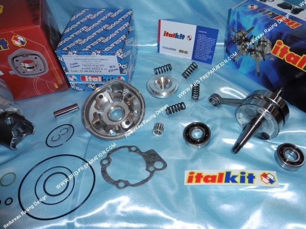 Photo du pack ITALKIT Racing 95cc Ø52mm (avec vilebrequin course 44 bielle 85mm et axe 14mm) pour mécaboite moteur minarelli am6
