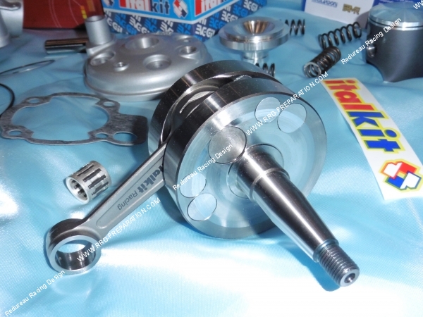 Photo du vilebrequin du pack ITALKIT Racing 95cc Ø52mm (avec vilebrequin course 44 bielle 85mm et axe 14mm) pour mécaboite moteur minarelli am6