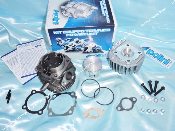 Photo du kit haut moteur Ø55mm 100cc POLINI SPORT fonte 6 transferts pour scooter VESPA 50cc 2T PK, HP, XL, SPECIAL, PIAGGIO APE