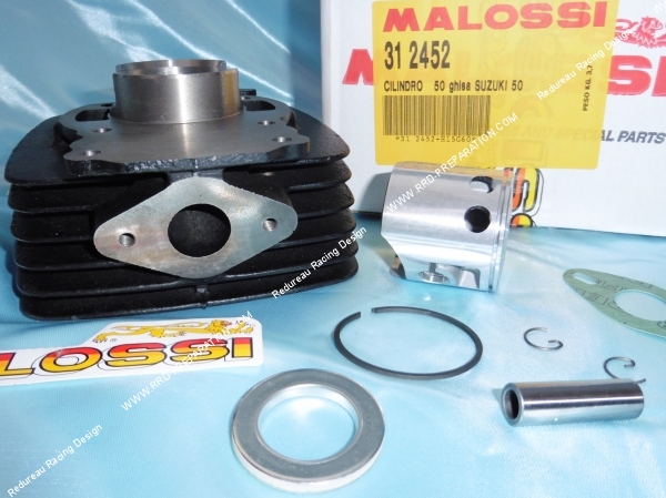 Photo du cylindre malossi  fonte pour moto SUZUKI 50cc TS ER 21, GT, ZRL, OR, PV, RM, ZR 50cc 2T