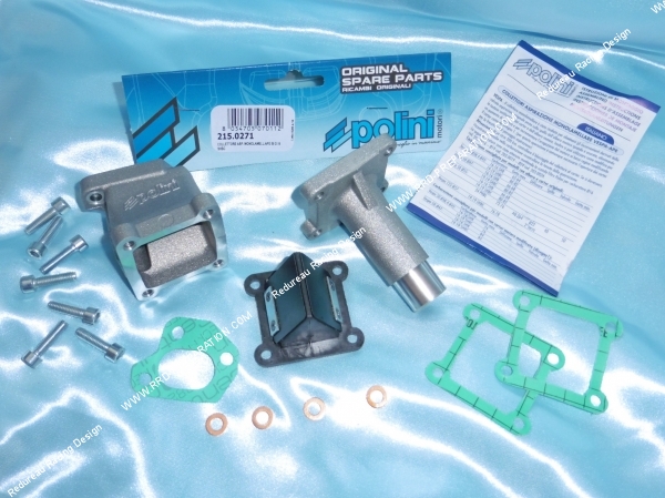 Photo du kit d'admission POLINI (pipe + clapets) 19mm sur APE 50 FL, FL2, FL3, RST, MIX