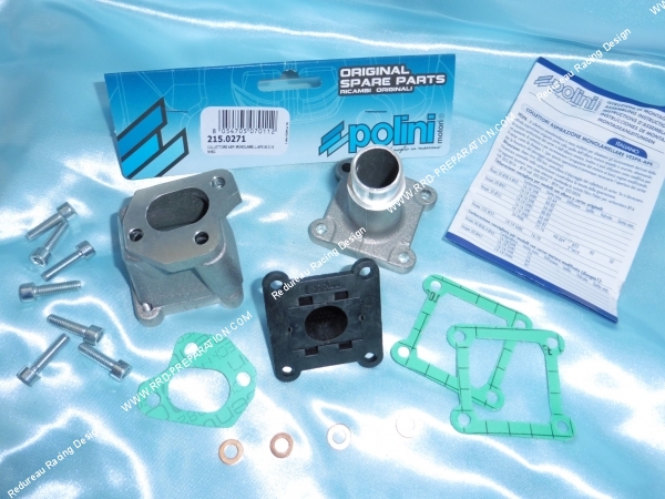 Photo du kit d'admission POLINI (pipe + clapets) 19mm sur APE 50 FL, FL2, FL3, RST, MIX