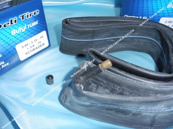 Photo de la chambre a air DELI TIRE 1 3/4 19 pouces et 2.00 à 2.25 18 pouces valve droite