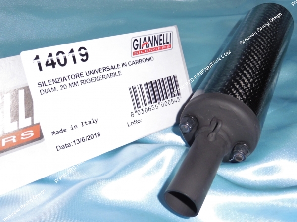 Photo de la cartouche de silencieux GIANNELLI universel en carbone fixation 2 trous