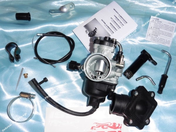 Photo du carburation MALOSSI PHVB Ø22mm avec pipe, cable de starter... pour scooter MBK BOOSTER, YAMAHA AEROX... 100cc