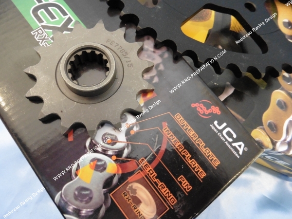 Photo du pignon, couronne, chaîne, kit chaîne moto KAWASAKI ZX6R NINJA de 1998 à 2001