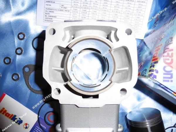 Photo des diagrammes et transferts du kit 140cc ITALKIT bi segments pour moteur 125cc ROTAX 122, aprilia RS, AF1, EUROPA, PEGASO, et autres 2 temps