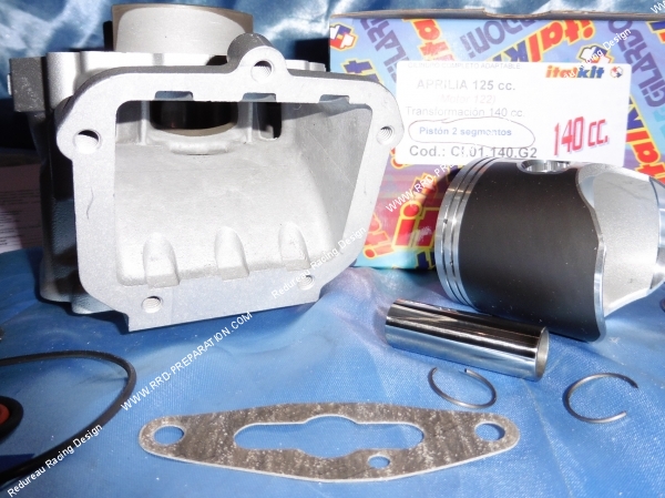 Photo du cylindre 140cc ITALKIT bi segments pour moteur 125cc ROTAX 122, aprilia RS, AF1, EUROPA, PEGASO, et autres 2 temps